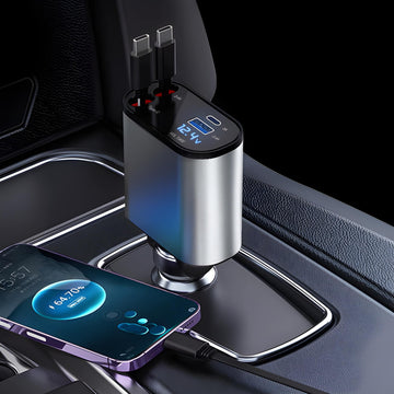 Dual-Port Retractable Fast Charger - شاحن سريع قابل للسحب بمنفذين